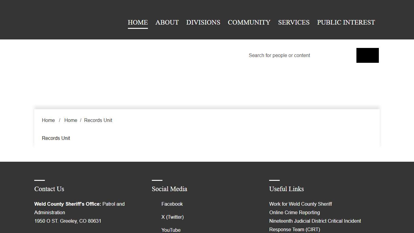 Records Unit Weld Sheriff