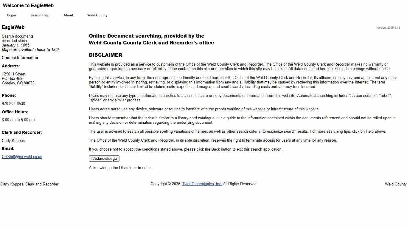 Weld County - Disclaimer